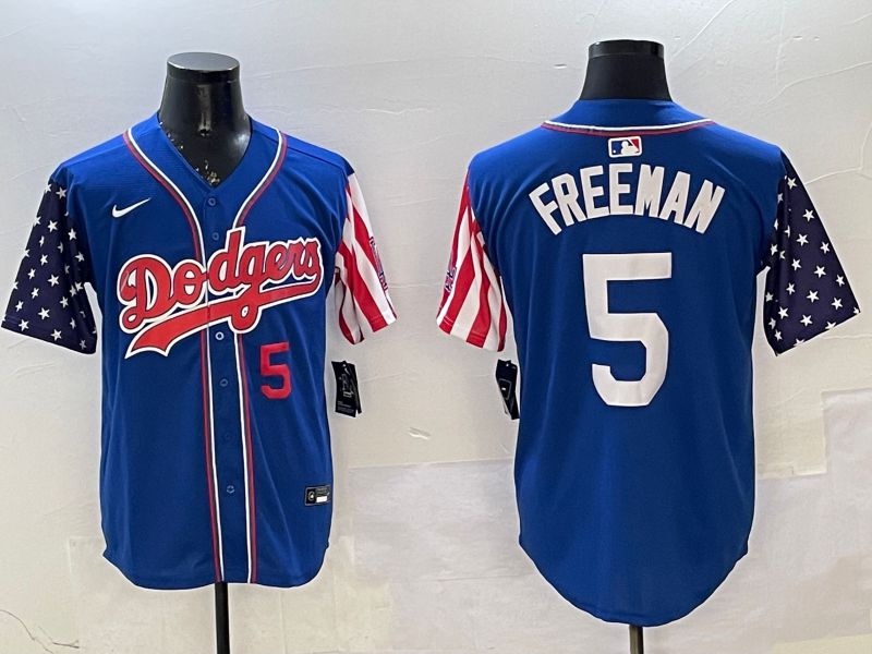 Men Los Angeles Dodgers #5 Freeman Blue a generation of national flags Joint name 2025 Nike MLB Jersey style 8